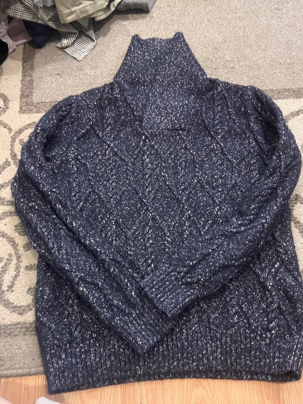Men’s banana republic Navy Speckled Turtleneck Cable-Knit Sweater